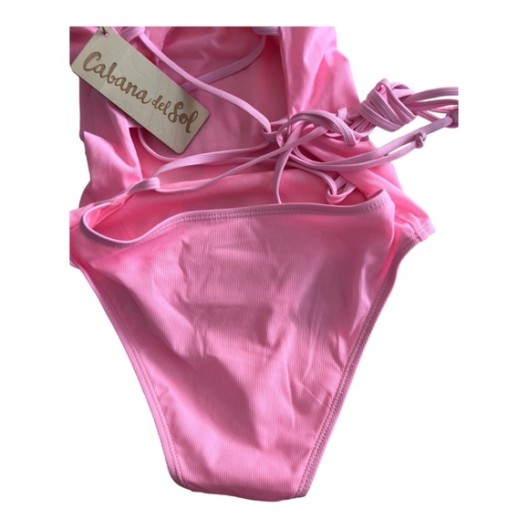 CASA DEL SOL BARBIECORE PINK CRISSCROSS OPEN BACK ONE PIECE SMALL NWT - Picture 7 of 8